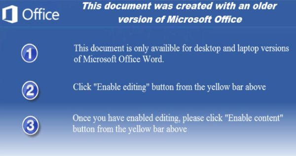 “This document was created with an older version of Microsoft Office”