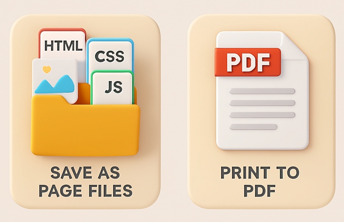 Don't save web pages, print them to PDF